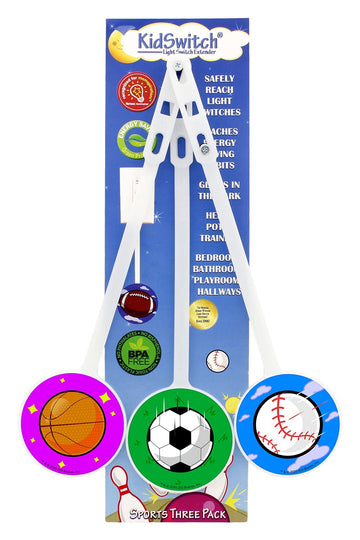 Kidswitch Lightswitch Extension For Toddlers - Sports Edition - 3 Count - Includes 6 Themed And 6 Blank Art Decals