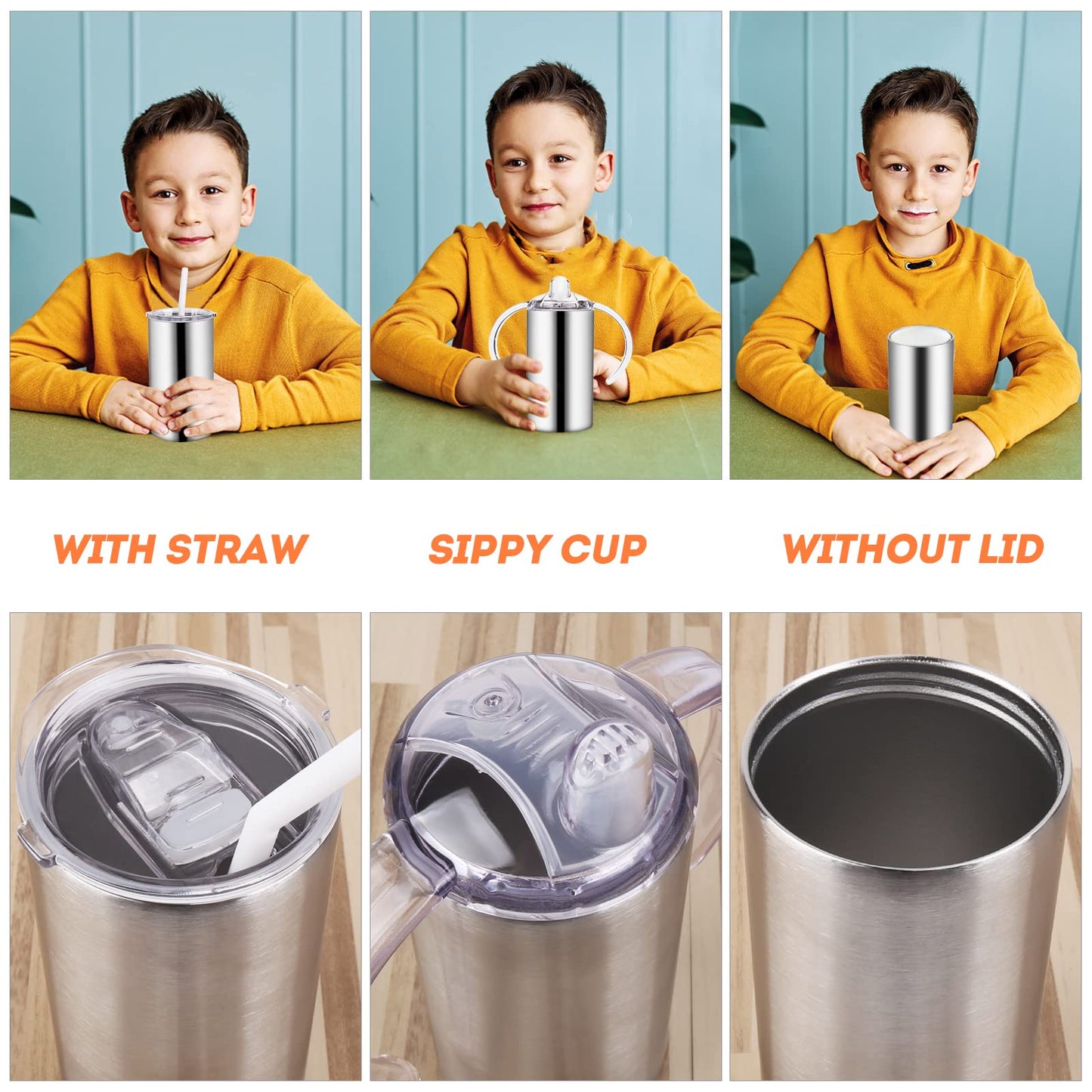 Vermida 12Oz Stainless Steel Sippy Cups (2 Pack), Double Wall Insulated Kids Travel Mug With Handles, Spill Proof Vacuum Tumbler