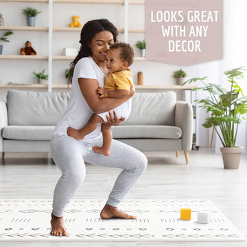 Stylish Baby Play Mat - Soft, Easy To Clean 5.6 X 4 Ft. Floor Mat Creates A Safe Play Area For Your Baby Boy Or Girl - The Perfe