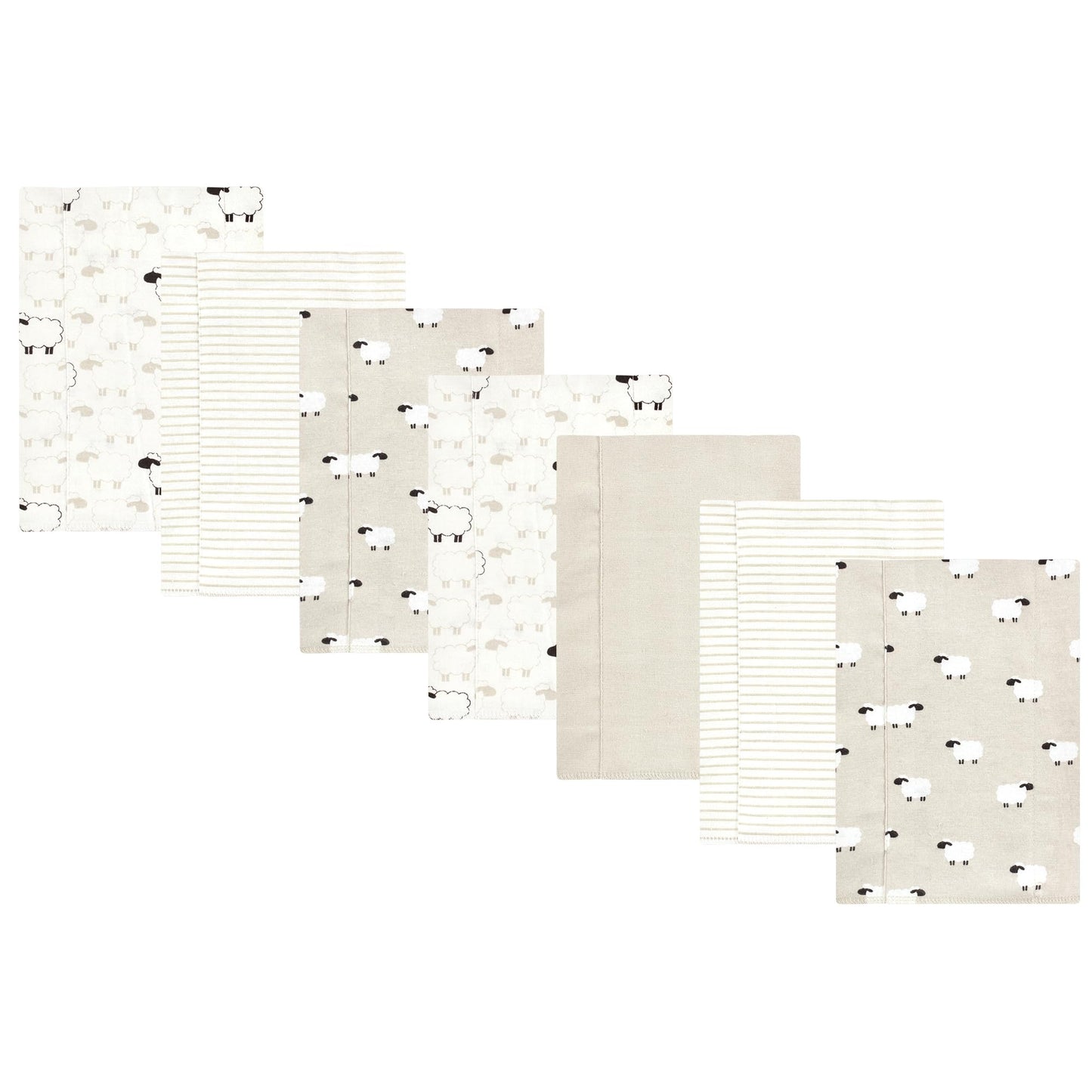 Hudson Baby Unisex Baby Flannel Burp Cloth 7Pk, Taupe Sheep, One Size