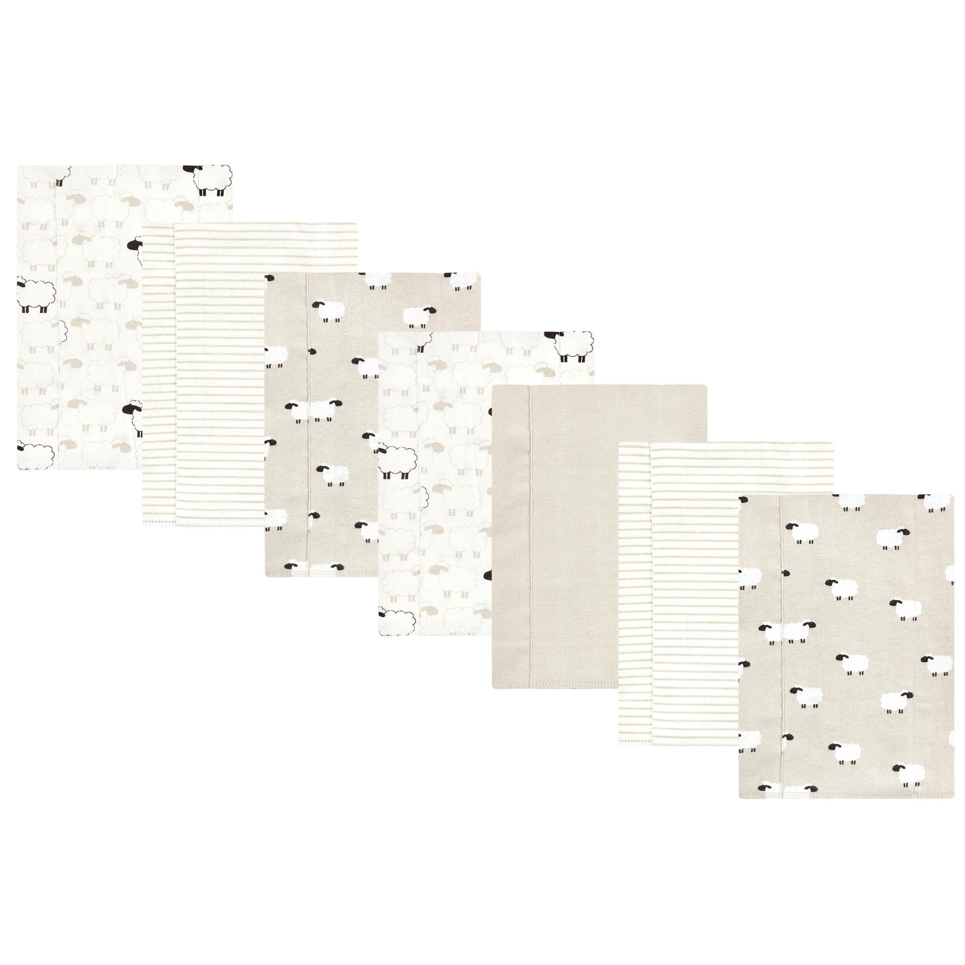 Hudson Baby Unisex Baby Flannel Burp Cloth 7Pk, Taupe Sheep, One Size
