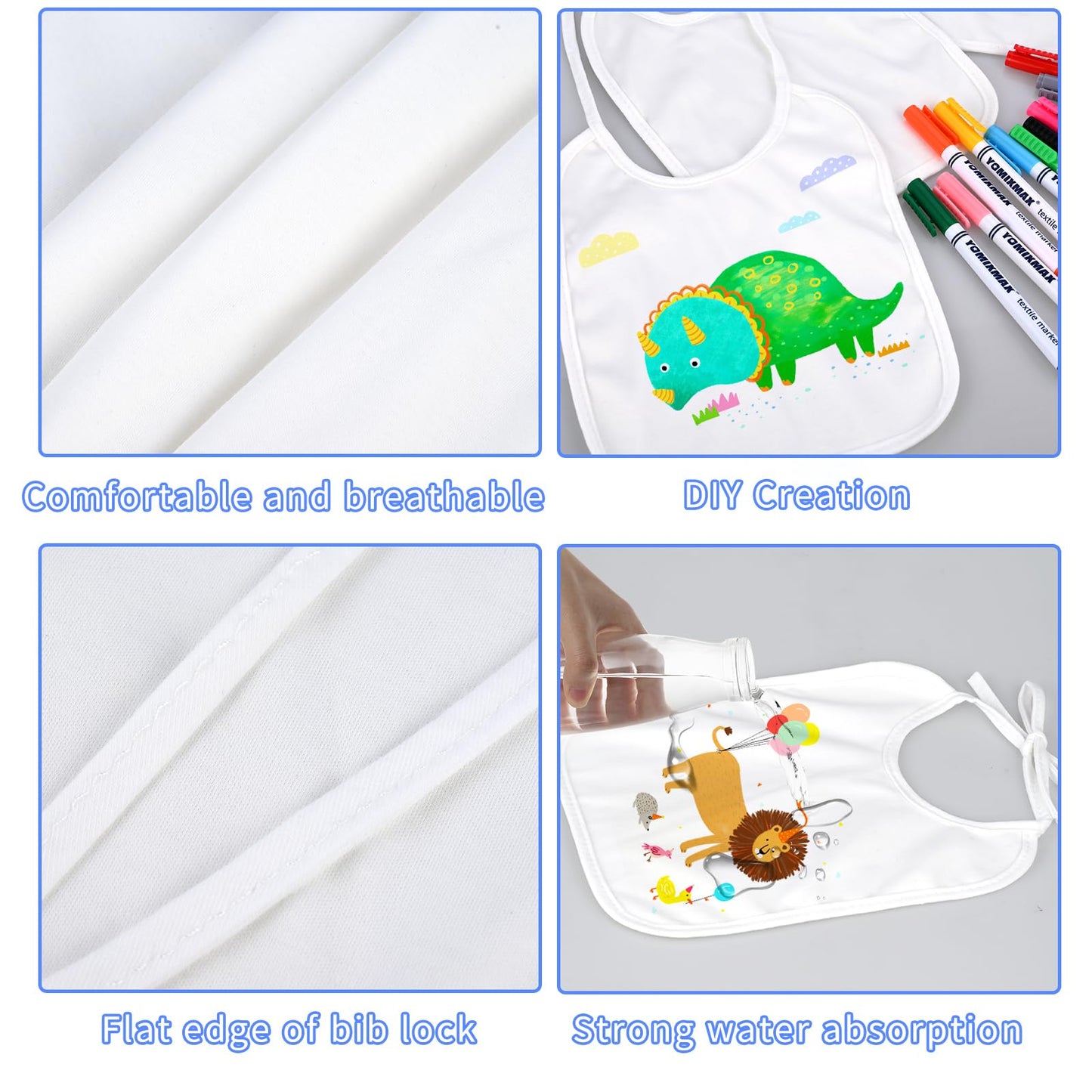 Goldge Dazzle At Baby Showers With A 44-Piece Diy Bib Decorating Kit. 24 Bibs, 6 Stencils, 14 Markers (24 Bibs)
