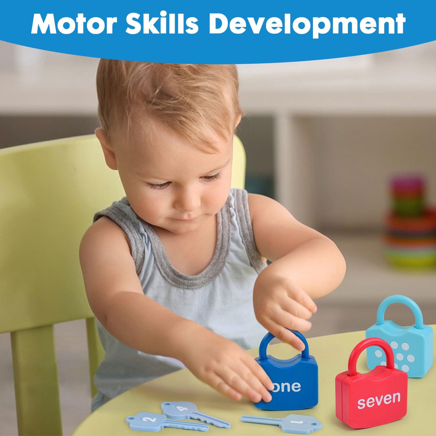 YYDeek Montessori Toys for 3 Year Old, Preschool Activities Toys Games for Toddler, Lock & Key Counting Toys for Toddlers, Math