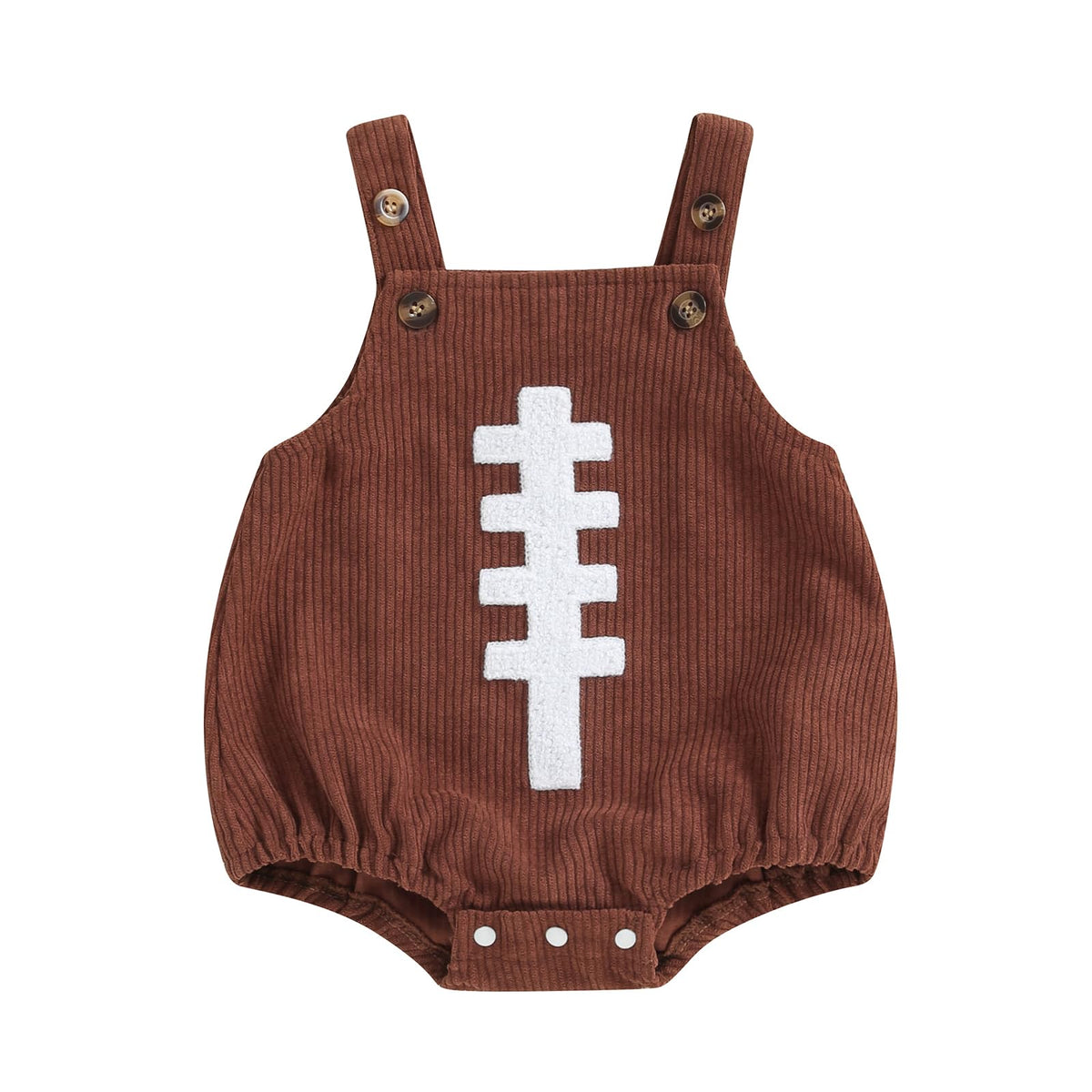 Football Baby Boy Girl Outfit Embroidery Football Romper Overalls Sleeveless Corduroy Bodysuit Game Day Outfit, Coffee, 36 Mont
