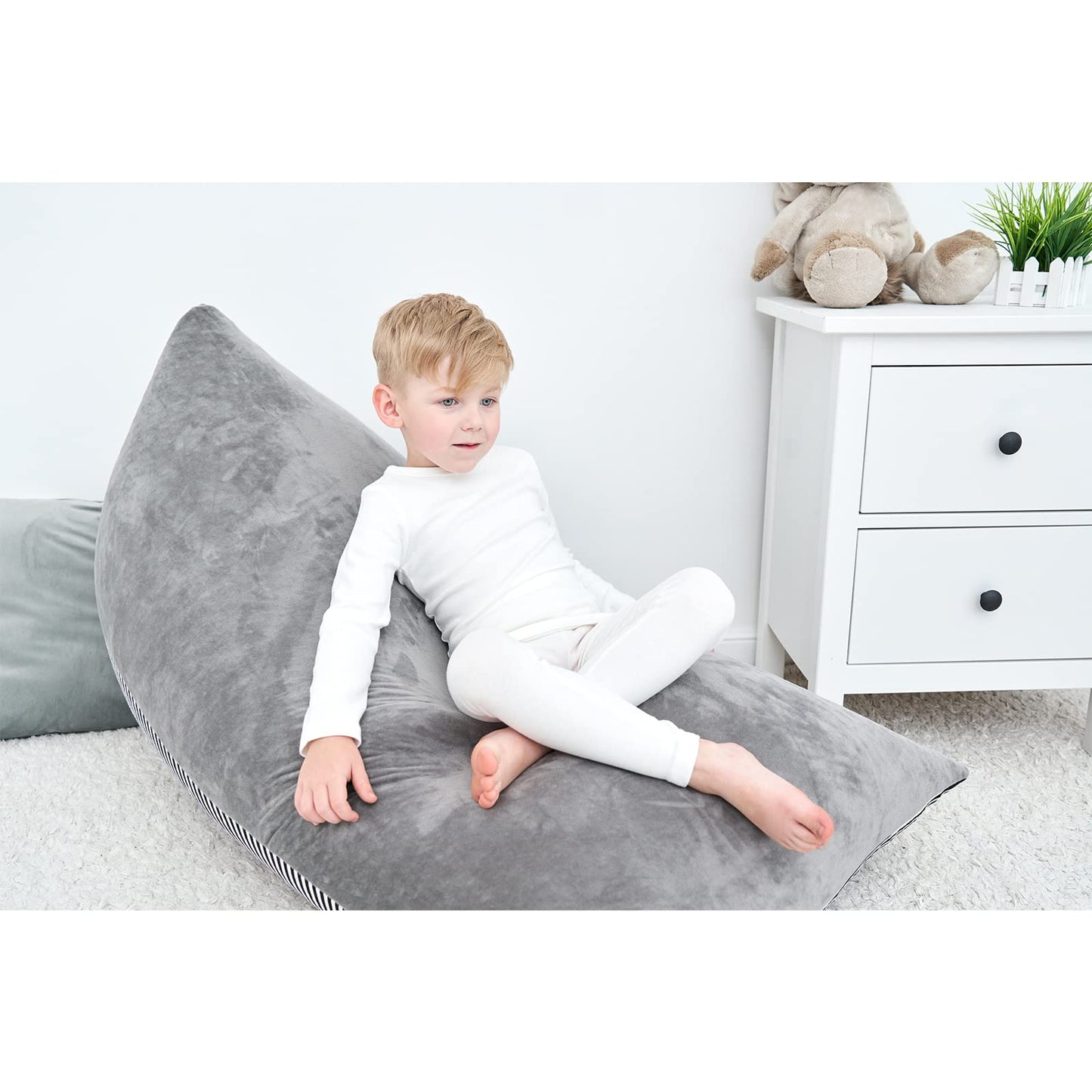 Kisbini Toddler Girls Boys Pajamas Basic Solid Color Cotton Sleepwear Soft Long Sleeve Pjs 2Pcs Set White