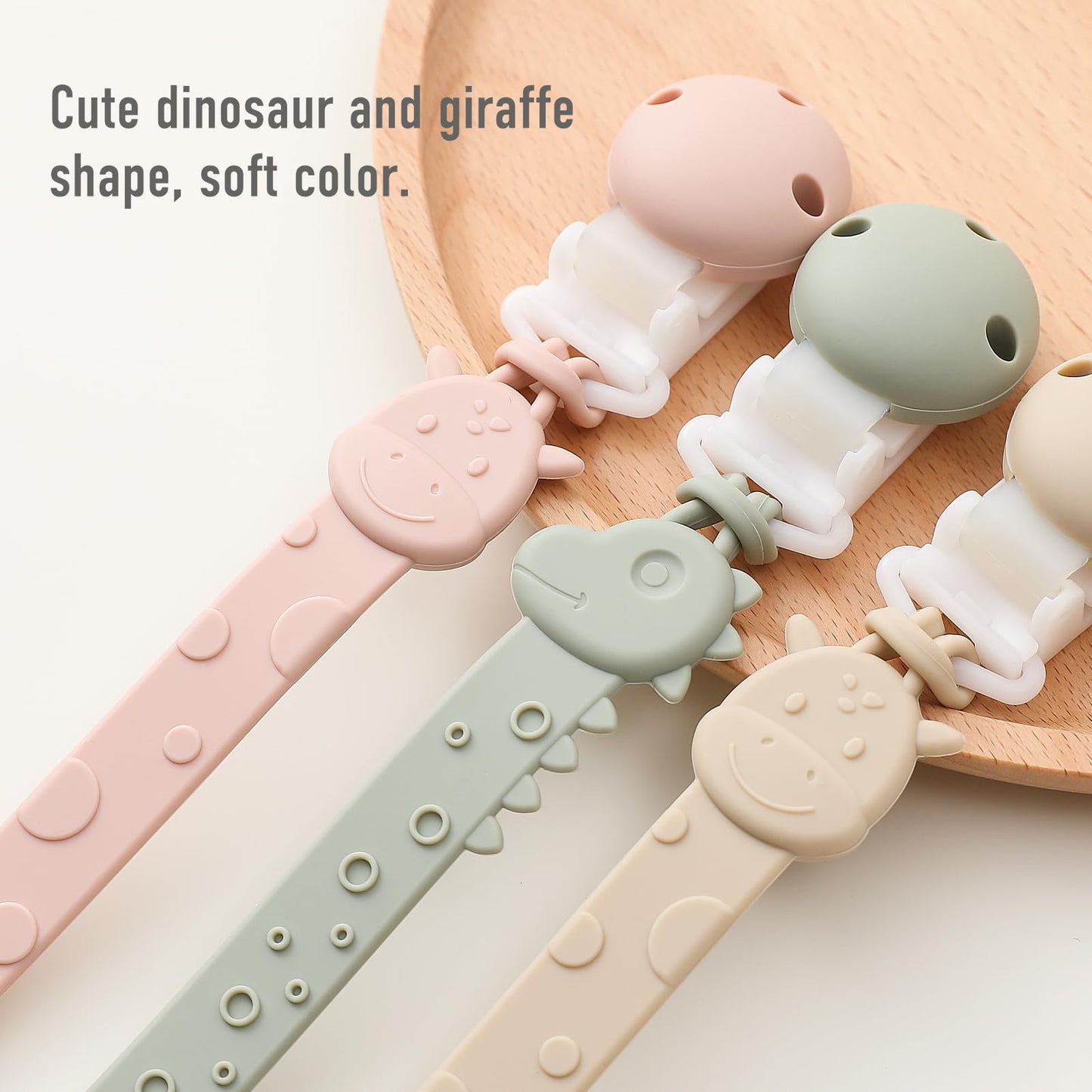 Yiveko Pacifier Clips For Baby One Piece Silicone Pacifier Holder Clips For Boys Girls Paci Binky Clips 4Pcs Pacifier Clip Anima