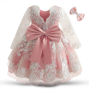 Nnjxd Flower Girl Baby Lace Princess Party Pageant Gown Tutu Wedding Dress 790 Pink Size(110) 3-4 Years