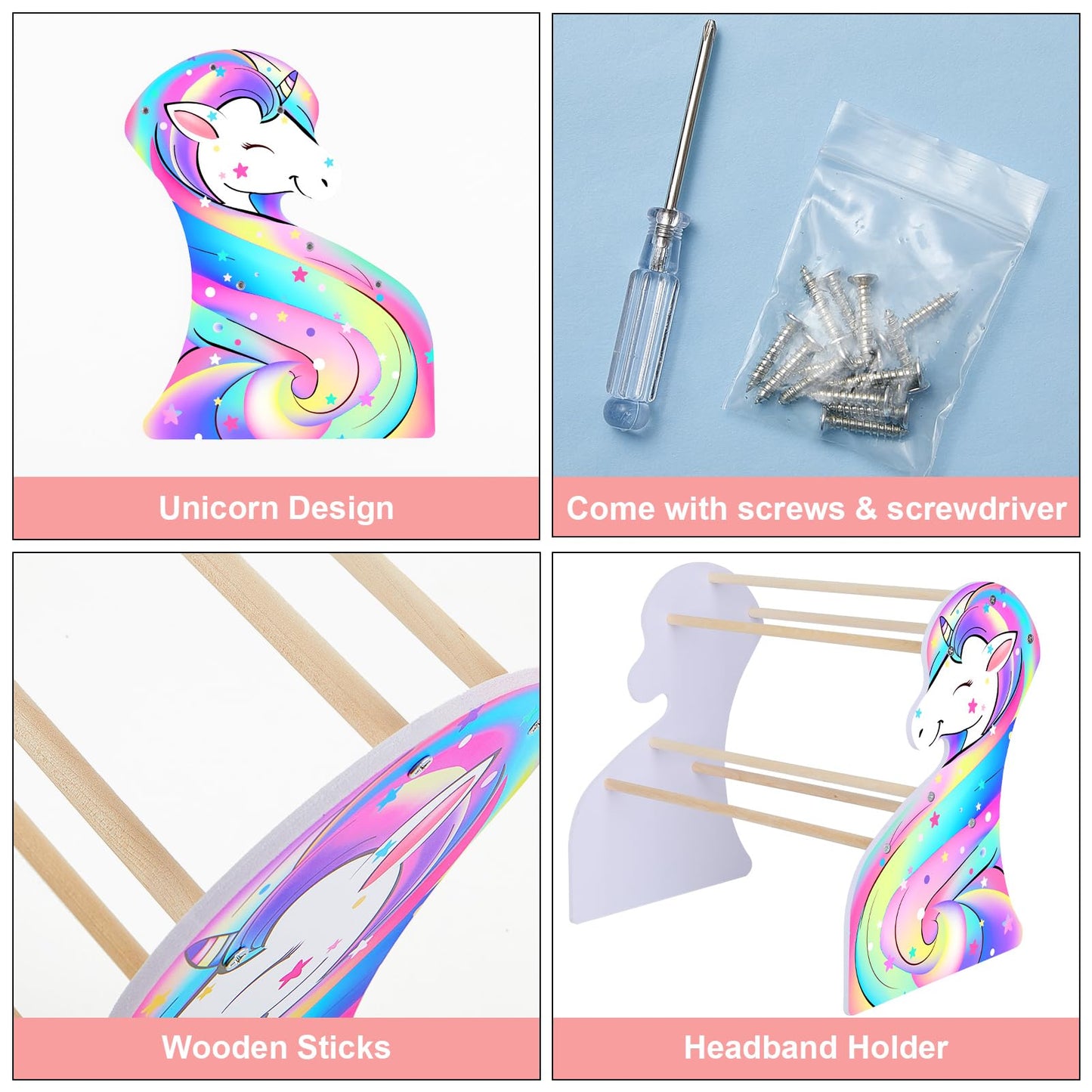 Fiobee Girls Headband Holder Organizer Unicorn Headband Storage Hair Accessories Organizer Hairband Display Stand Home Room Deco