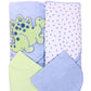 Spasilk Hooded Terry Bath Towel with Washcloths, Dino Blue, 2Count