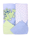 Spasilk Hooded Terry Bath Towel with Washcloths, Dino Blue, 2Count