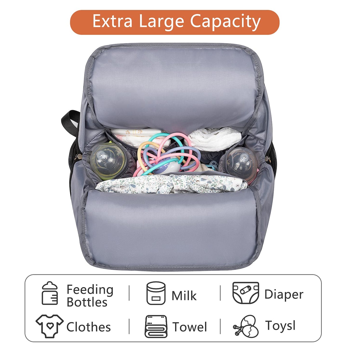 Frank Mully Diaper Bag Backpack Large Multifunction Travel Baby Bag For Mom Dad Black White