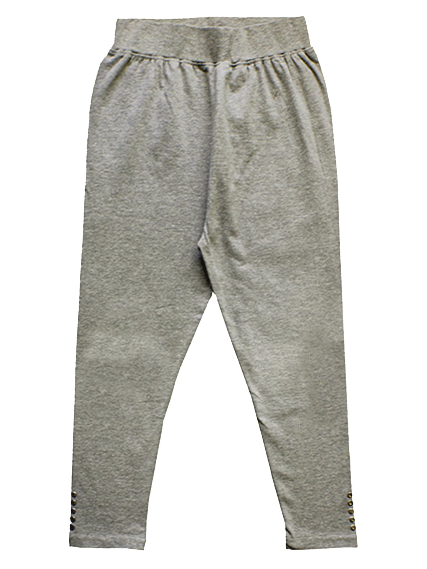 KiddoPanti Girls Solid Capri Legging with Stud, Grey Melange, 1012Y
