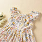 Toddler Girl Sundress 4T Girls Wildflower Floral Casual Dresses 4-5T Girls Ruffle Neck Sleeveless Beach Dress For Spring Summer