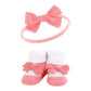 Hudson Baby Baby Girls' Headband And Socks Giftset, Navy Coral, One Size