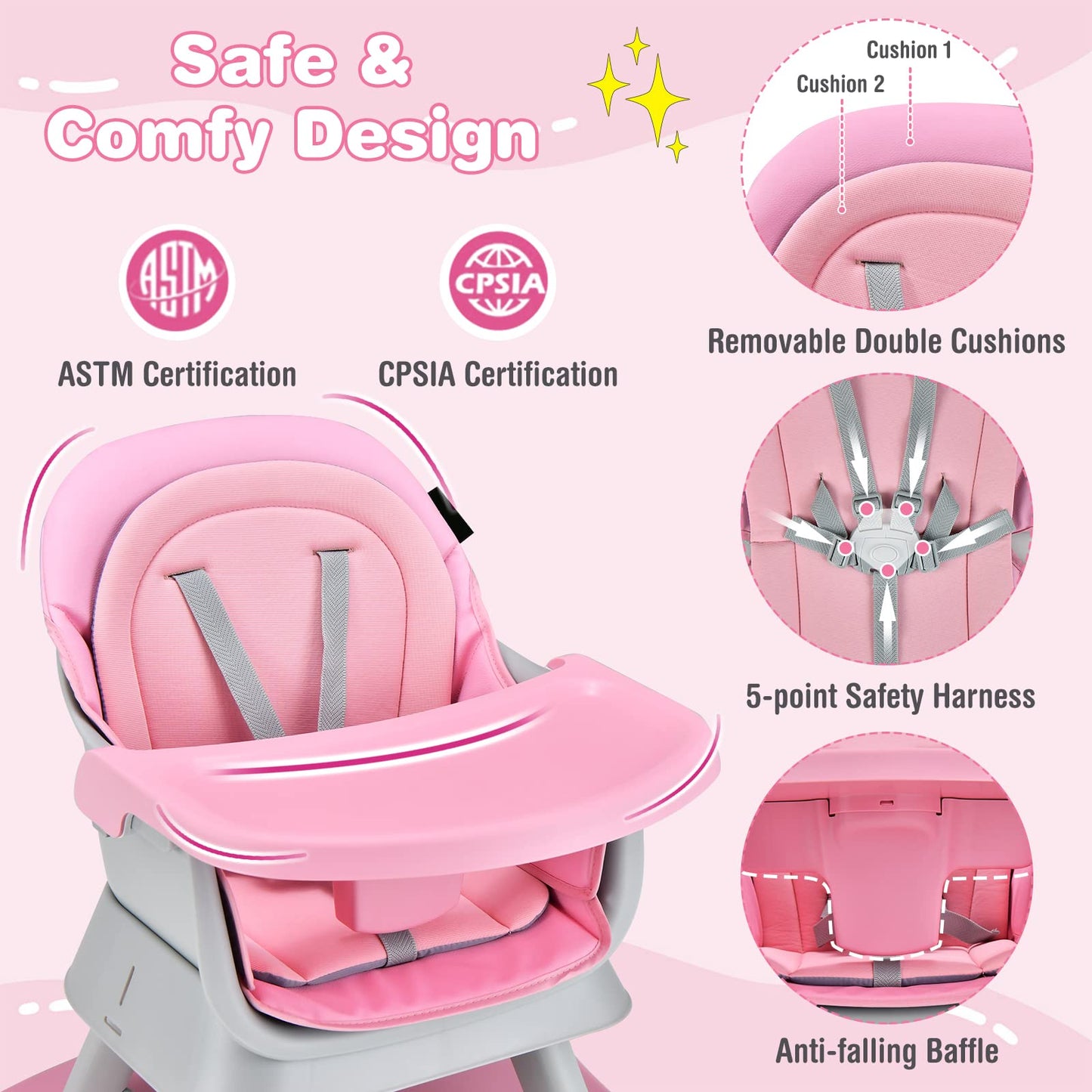 HONEY JOY 8 in 1 Baby High Chair, Convertible Highchair for Babies and Toddlers/Table and Chair Set/Building Block Table/Booster
