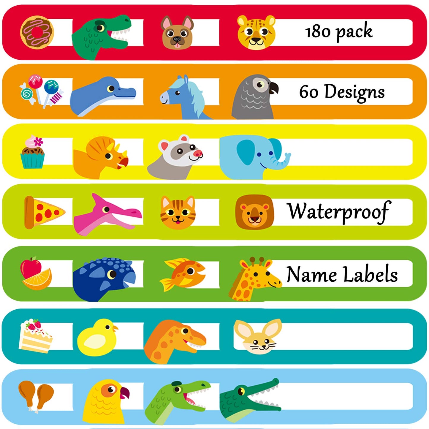 Youngever 180 Pack Baby Bottle Labels For Daycare, Waterproof, Self-Lamination, Write-On, 60 Fun Design