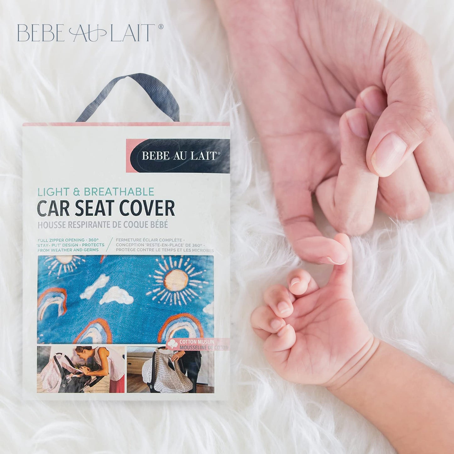 Bebe Au Lait Classic Muslin Car Seat Cover -Perfect Baby Car Seat Covers For Babies, Car Seat Canopy, Unisex Baby Car Seat Cover