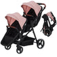 Garvee Tandem Stroller, Double Bassinet Stroller for Newborn and Toddler Twins, Reversible Seat Adjustable Canopy, One-Hand Fold