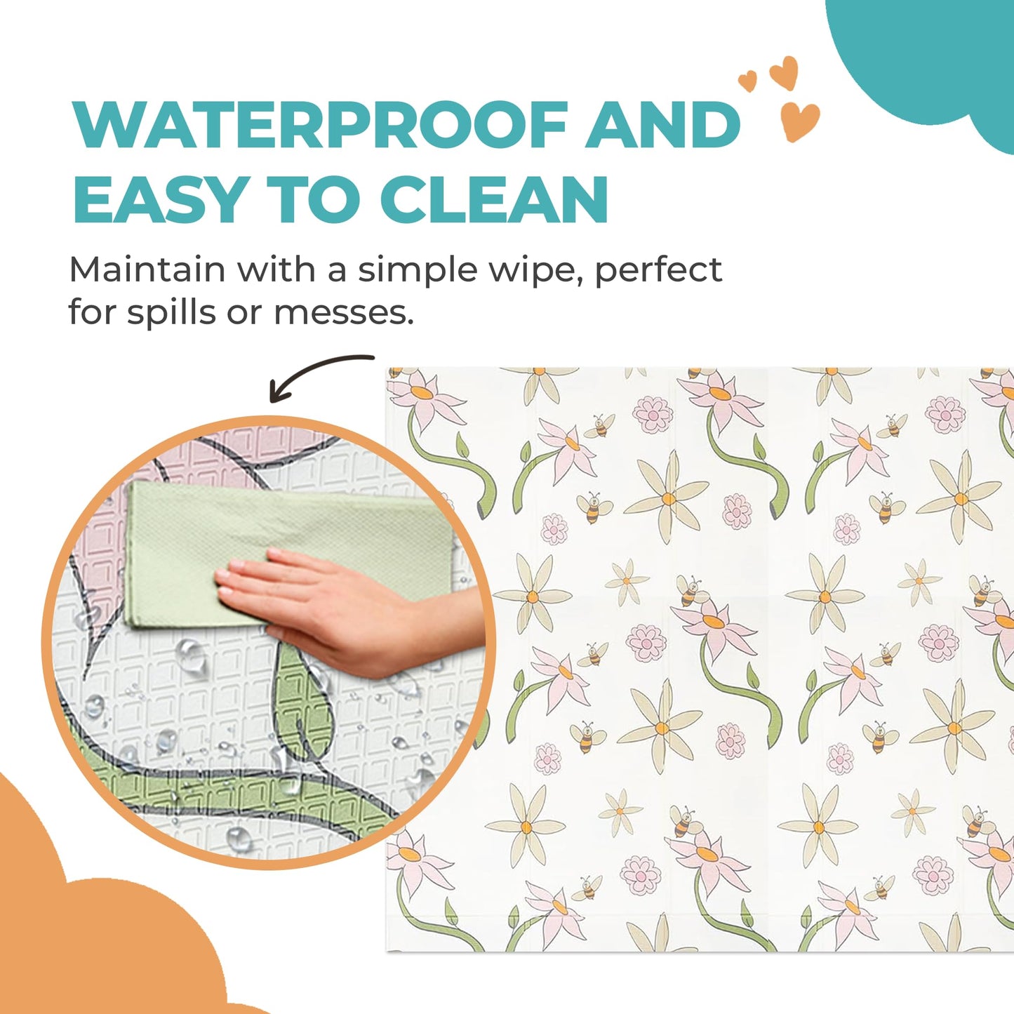 Motherly Haven Extra-Large Baby Play Mat, Waterproof Foam, Non-Toxic & Foldable, For Tummy Time, Crawling & Toddler Play, Indoor