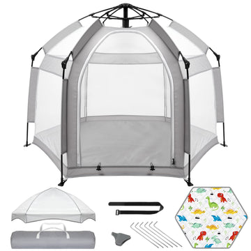 Palopalo Pop Up Baby Playpen with UPF50+ Canopy & Mat, Indoor & Outdoor Foldable Play Pen for Babies and Toddlers, Portable Baby