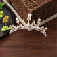 Yovecathou Girls Gold Tiara Princess Crown Headband Rhinestone Hairpiece For Halloween Costume Wedding Bridal Prom Birthday Part