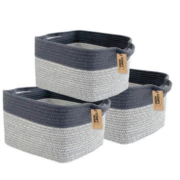 Comfy-Homi 3Pack Cotton Rope Square Basket With Handles For Shelvesdog Toy Basket Bin And Storagebaby Basket For Giftshoe Basket