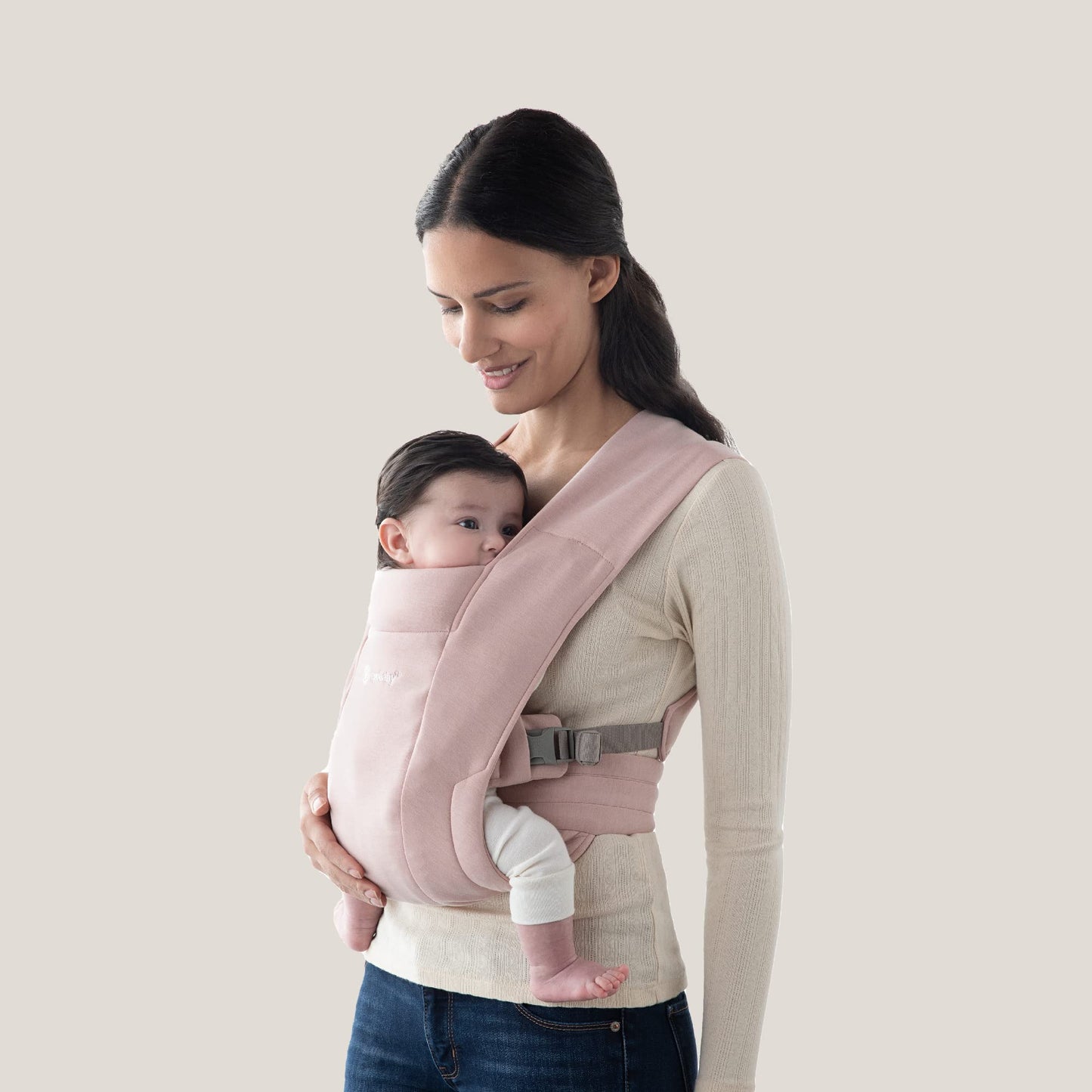 Ergobaby Embrace Cozy Newborn Essentials Baby Carrier Wrap (7-25 Pounds), Ponte Knit, Blush Pink