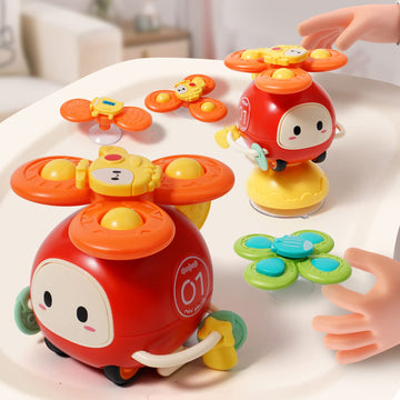 3Pcs Suction Cup Spinner Toy For Baby High Chair Toys 6-12-18,Baby Toys 6 To 12 Months Infant Helicopter Spinning Bath Toys Mont