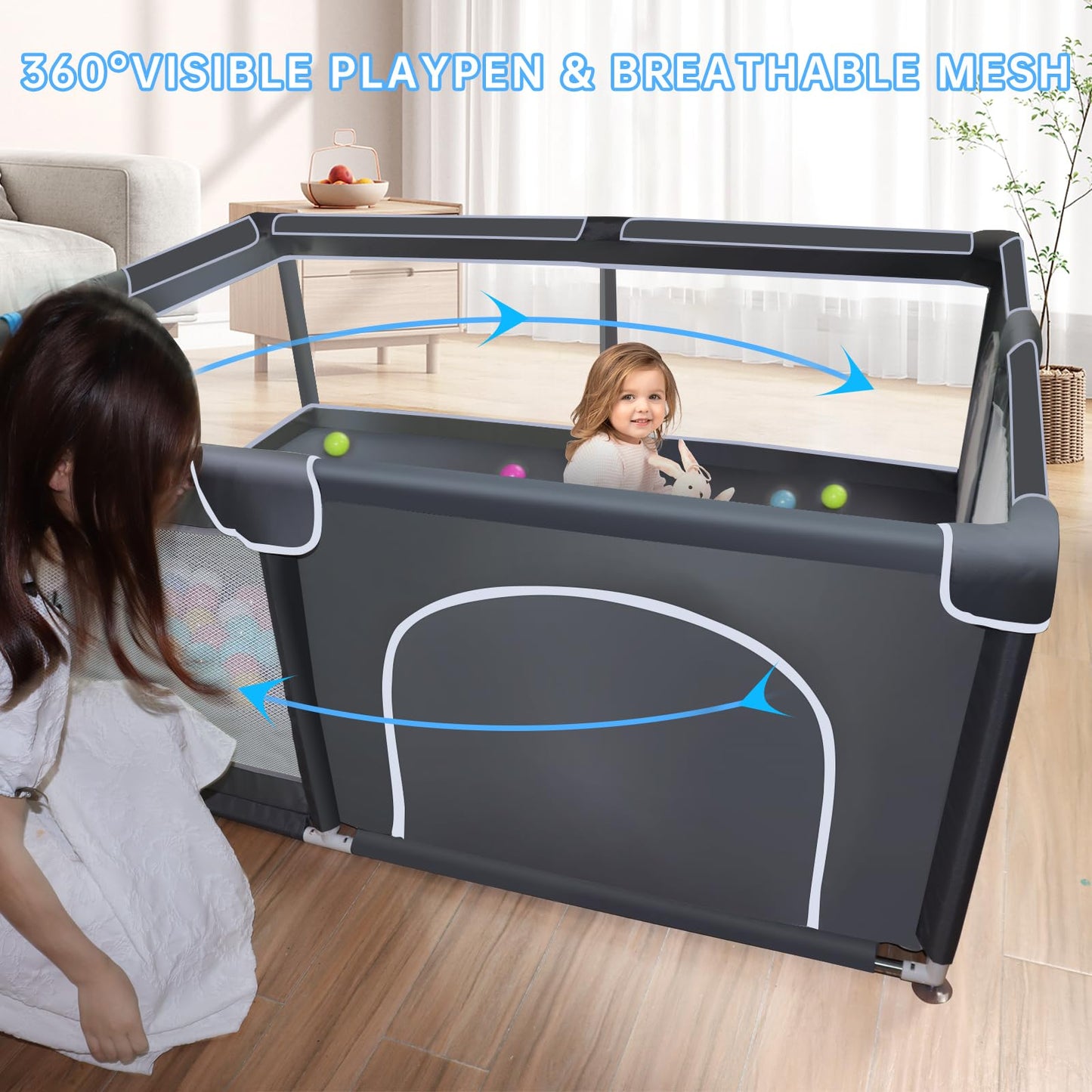 Xvishx Baby Playpen, 50 X 50 Inch Baby Playard, Playpen For Babies And Toddlers, Baby Fence Play Pen For Indoor & Outdoor, With