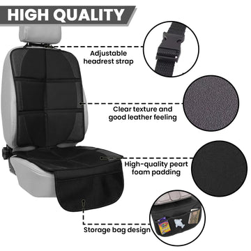 Runeti Car Seat Protector For Child And Baby Seats - 2 Pack Premium Fabic Waterproof & Non-Slip Backing Thick Padding With Mesh