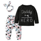 Baby Girls 3Pcs Outfit Set Letters Daddy Is My Hero T-Shirt Tops Geometric Pants With Headband (3-6 Months)