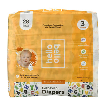 Hello Bello Premium Baby Diapers Size 3 27 Count Of Disposable, Extra-Absorbent, Hypoallergenic, And Eco-Friendly Baby Diapers W