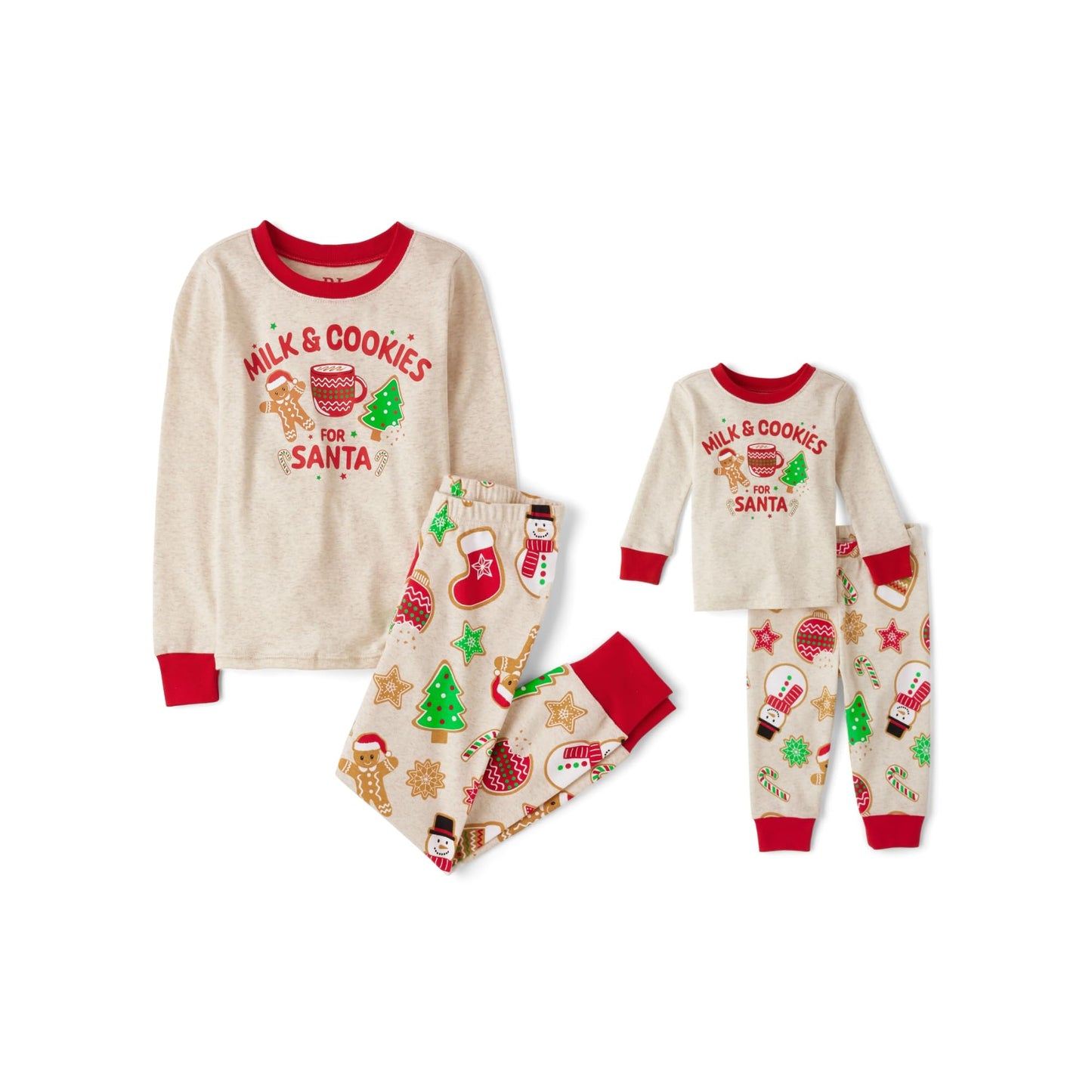 The Children'S Place,Unisex Baby,And Kids, Sibling Matching, Holiday Pajama Sets, Cotton,Milk And Cookies For Santa,6