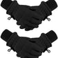 Boao 2 Pairs Kids Winter Ski Gloves Waterproof Warm Snow Mittens Full Finger Gloves for Toddlers Infants (Black,5-10 Years)