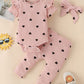 Fullfamous Infant Baby Girl Clothes Outfits,Spring Summer Romper And Pant Set 12-18 Months Pink Heart