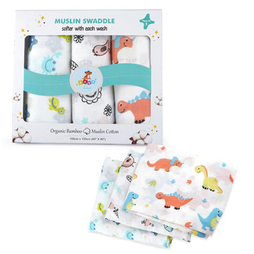 Baby Cub Organic Muslin Swaddle Blankets (Pack of 3)  100% Cotton, Soft & Breathable Baby Wraps, Nursing Cover & Receiving Blan