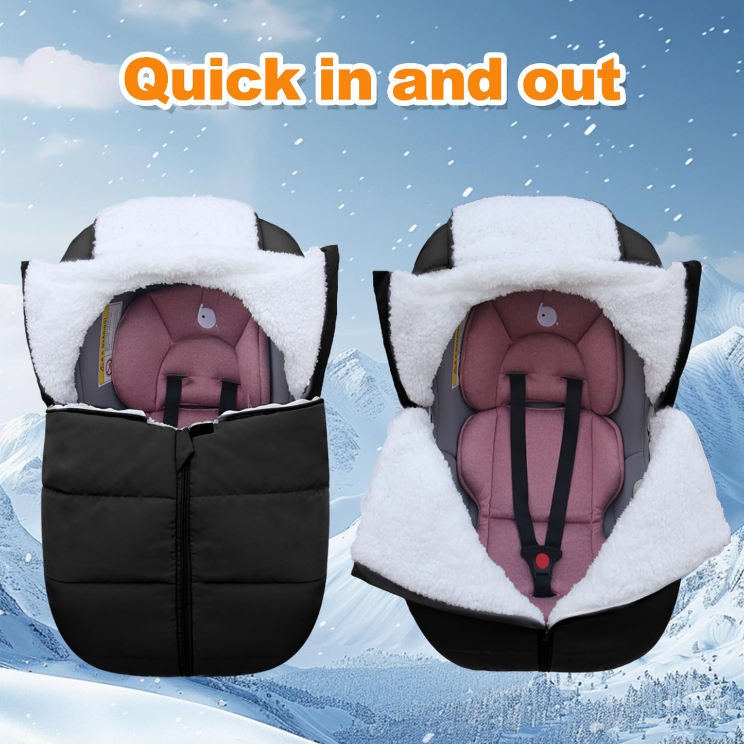 Fairy Baby Winter Car Seat Cover For Babies Carseat- Waterproof, Warm Car Seat Cover Baby - Universal Winter Cover For Back Seat