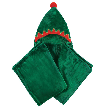 Hudson Baby Unisex Baby And Toddler Hooded Animal Face Plush Blanket, Elf, One Size
