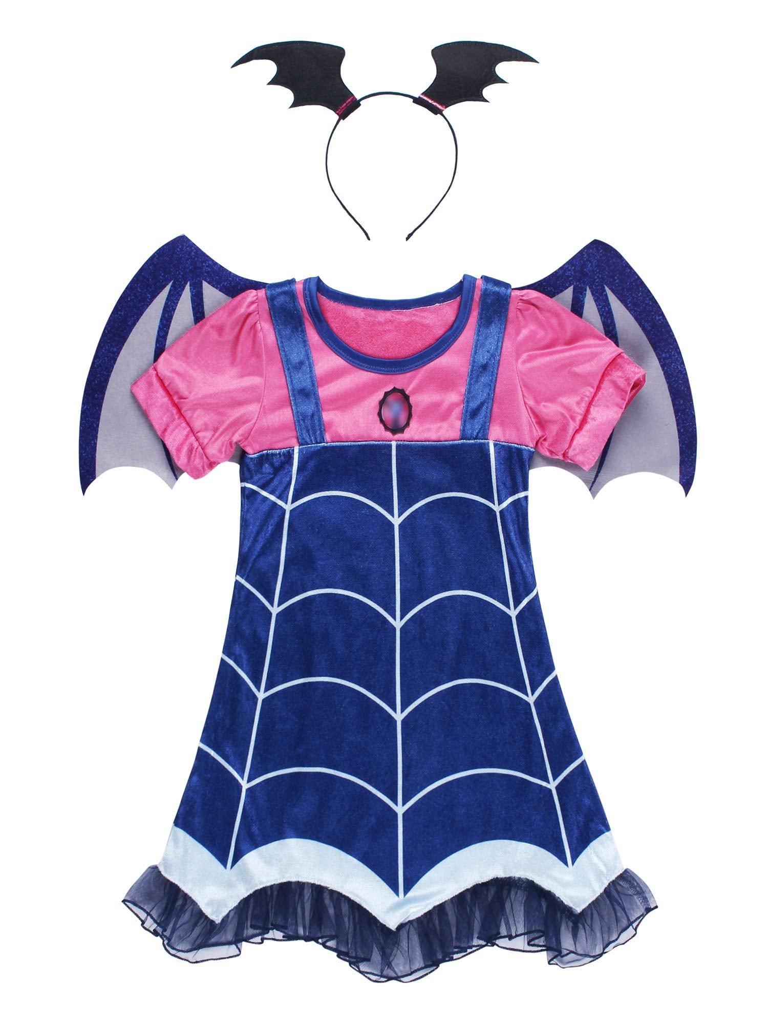 Jerrisapparel Girls Costume Dress Set With Headband Halloween Dress Up (Blue, 3T)