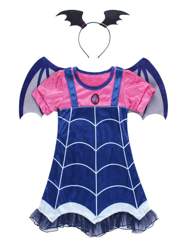 Jerrisapparel Girls Costume Dress Set With Headband Halloween Dress Up (Blue, 3T)