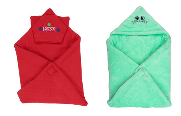 CTMKIDS Baby Wrap with Cap for Kids 74x74 cm  Red & Single Baby Wrap with Cap for Kids 74x74 cm  Sea Green