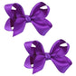 3 Inch Satin Bow For Little Girls - 2 Pcs (Purple)