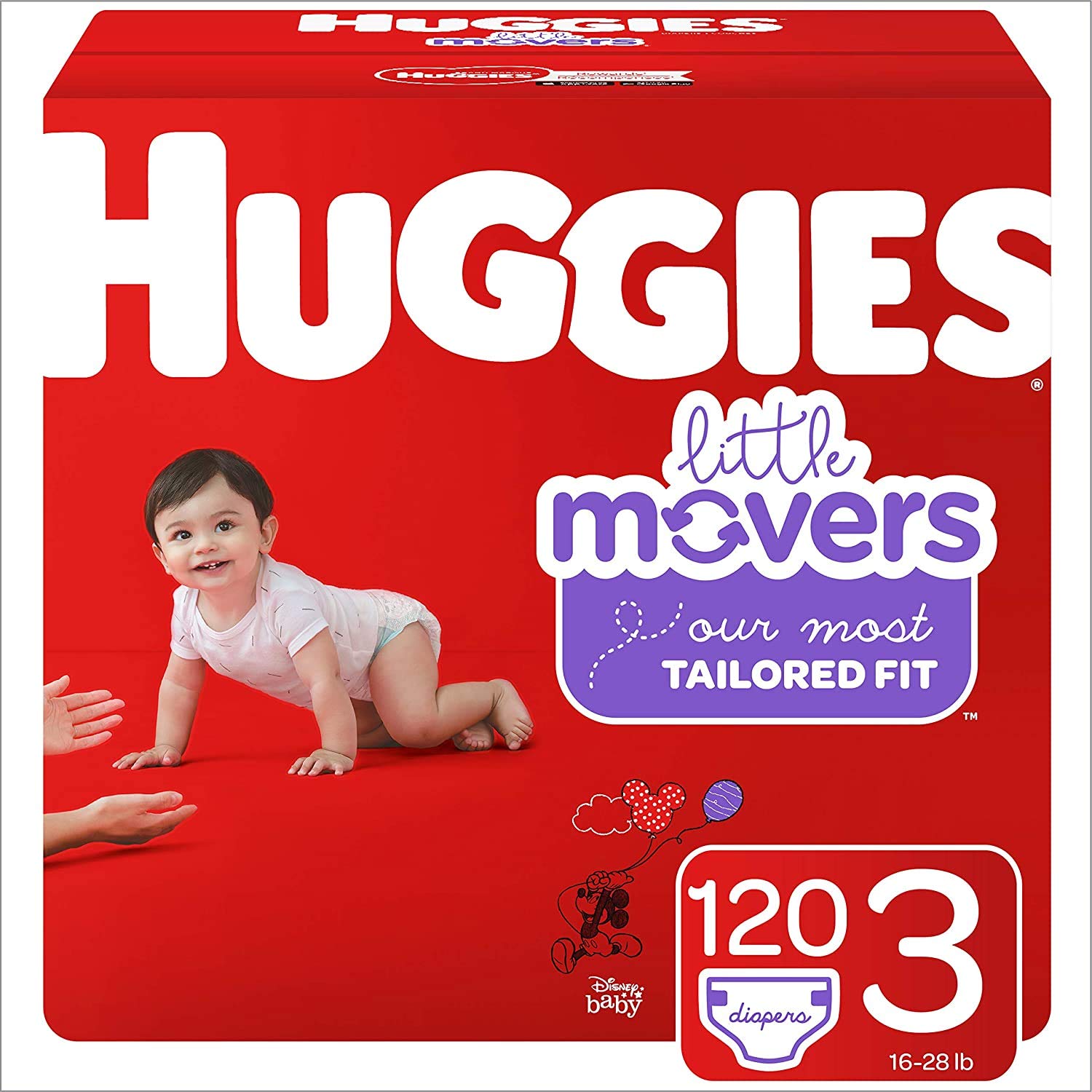 Huggies Little Movers Diapers, Size 3 (16-28 Lb.), 120 Ct, Giant Pack (Packaging May Vary)