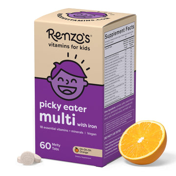 Renzo'S Picky Eater Kids Multivitamin With Iron - Dissolving Kids Vitamins With Vitamin D3 & K2 And More - 60 Sugar-Free Melty T