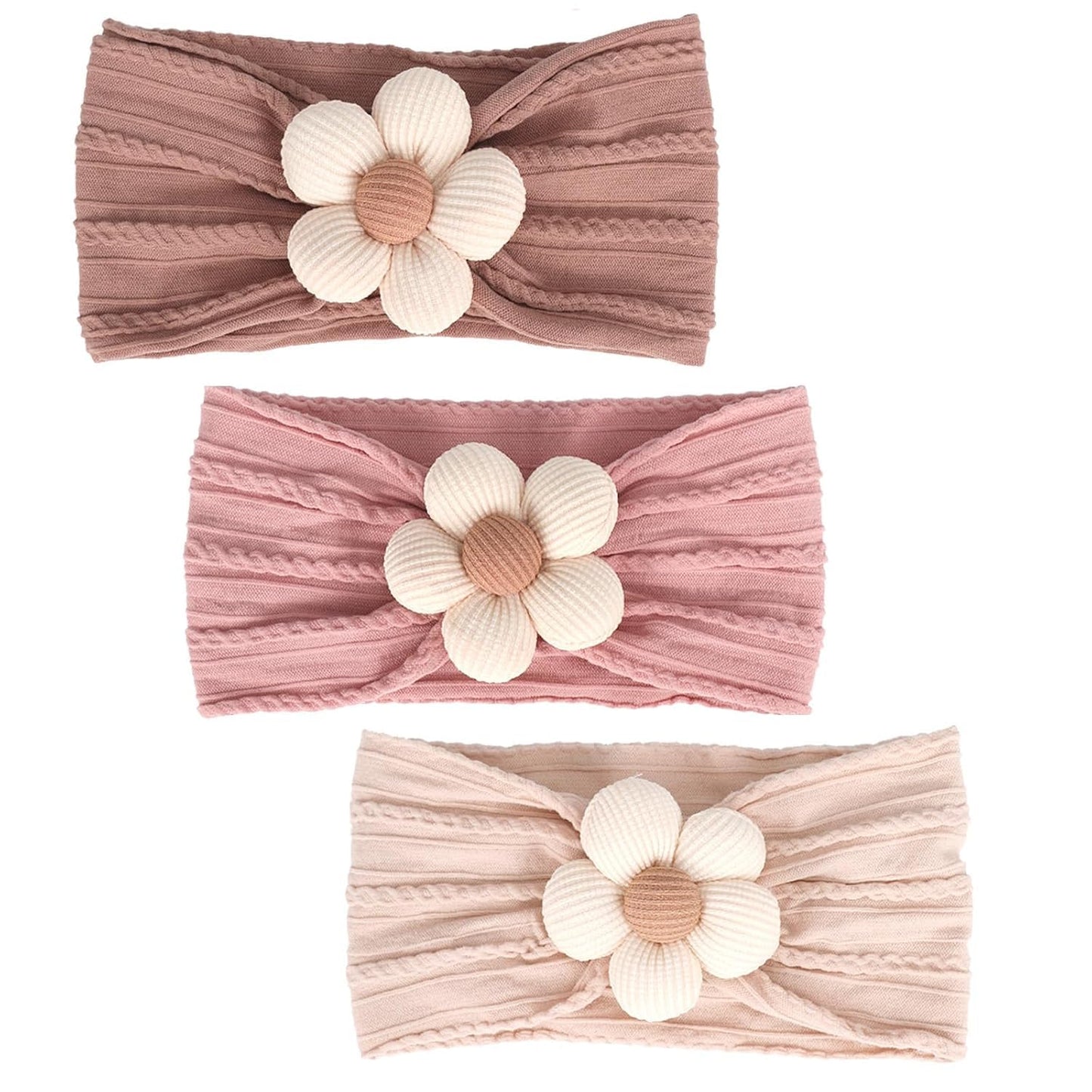 3Pcs Baby Headband Stretchy Cute Flower Baby Hairband Set For Girls Headband For Baby Girls Hair Bands For Baby Girls Shower Gif