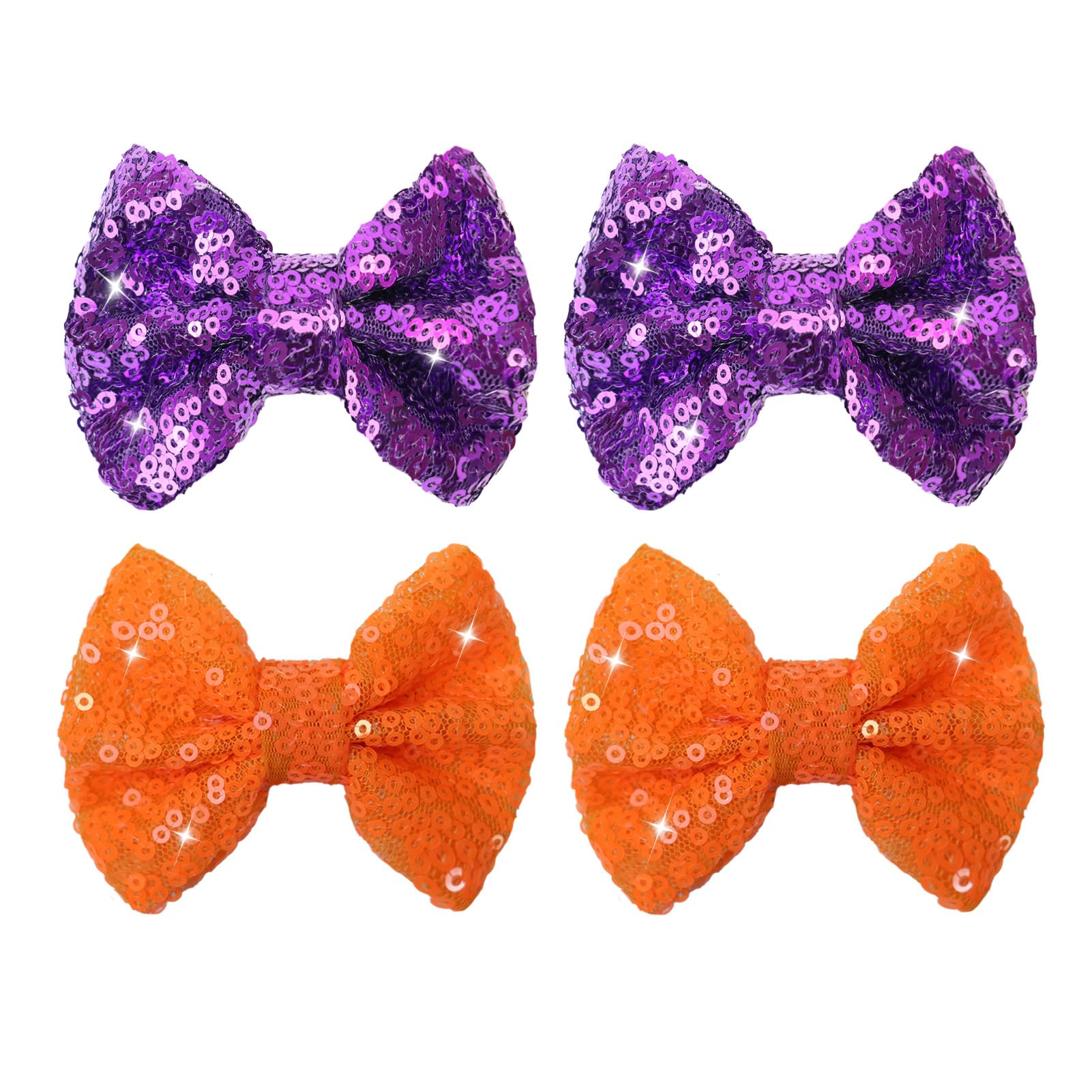 Halloween Hair Bows Clips Orange Sequins Alligator Hair Clips Bows For Girls Purple Glitter Barrettes Little Bow Hairpins Toddle