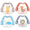 Accmor 4 Pack Long Sleeve Baby Bibs, Waterproof Sleeved Bibs Smock For Toddler Baby Girls Boys Eating Feeding