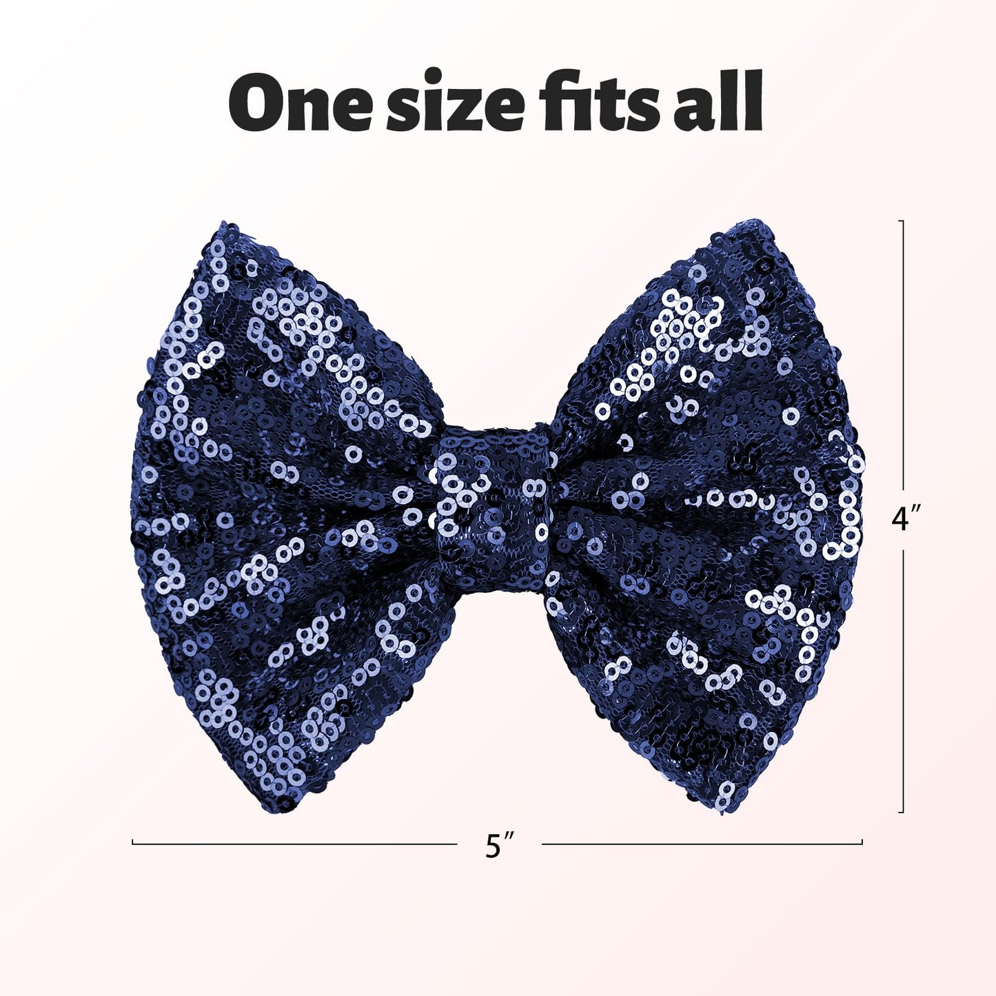 Lanmerry Hair Clip With 5 Inches Sequins Large Bow, Alligator Hair Clip For Girls, Women, Teens, Babies, Navy Blue Bow Gift