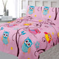 Sapphire Home 8 Piece Owl Bedding Set For Girls, Kids Bed In A Bag, Comforter Set With Bed Sheets, Pillow Case, Toy Pillow, Todd