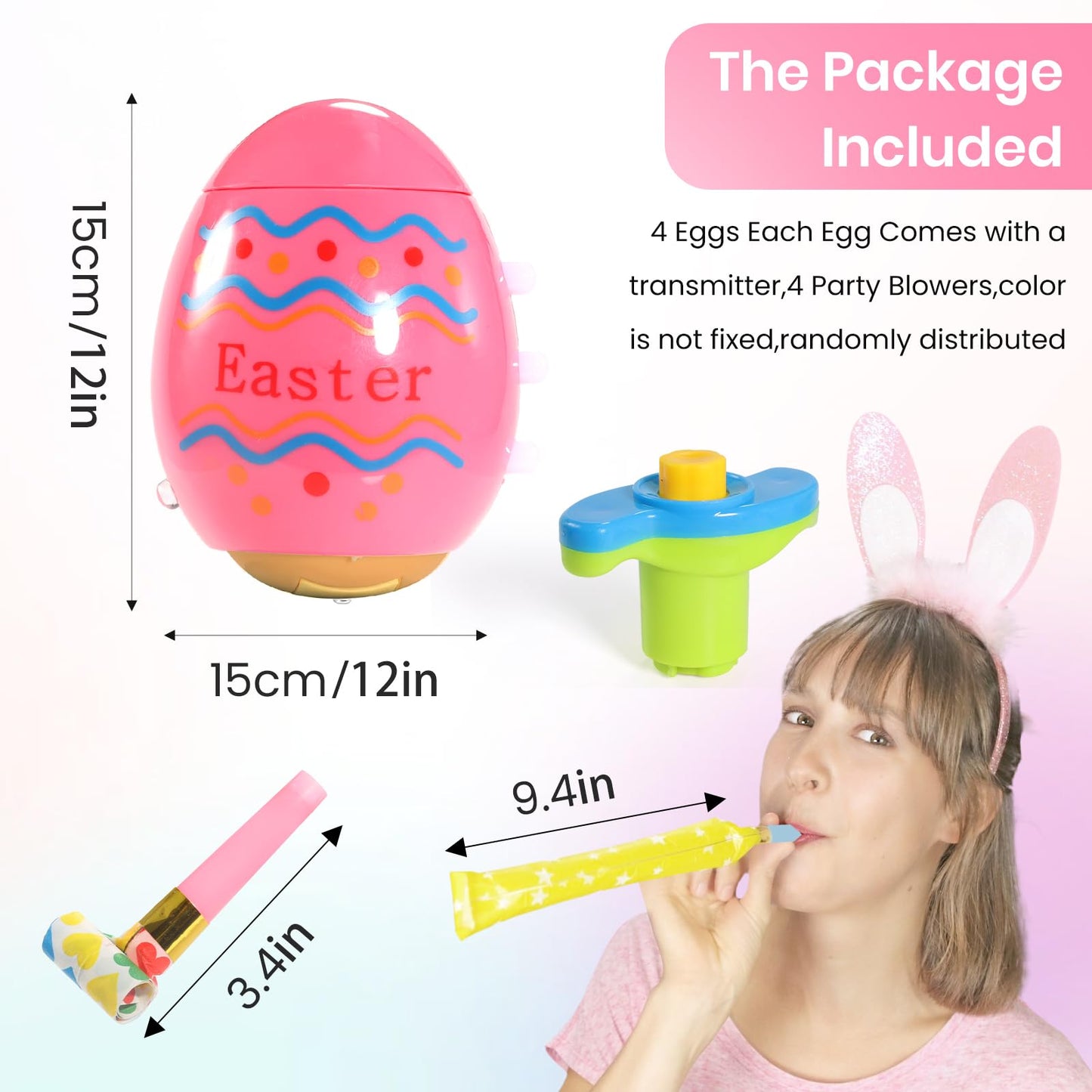 Easter Eggs Toys,4 Pack Easter Egg Spinning Tops With Flash & Music,Easter Gifts For Kids Easter Basket Essentials Stuffers,East